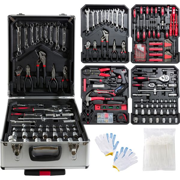 Arebos Valigetta Portautensili In Alluminio 1200 Pezzi | Set Di Utensili Per Officina E Casa-image