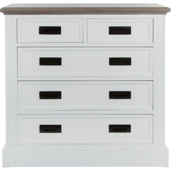 Casa Padrino Cassettiera In Stile Country A 5 Cassetti Bianco/Grigio 85 X 40 X H. 86 Cm - Mobili In Stile Country-image
