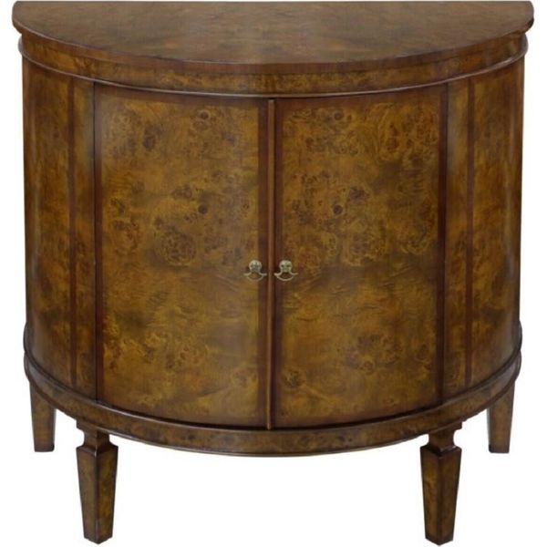 Casa Padrino Cassettiera In Stile Liberty Marrone Chiaro / Marrone 84 X 45 X H. 83 Cm - Piccolo Mobile Semicircolare A 2 Ante-image