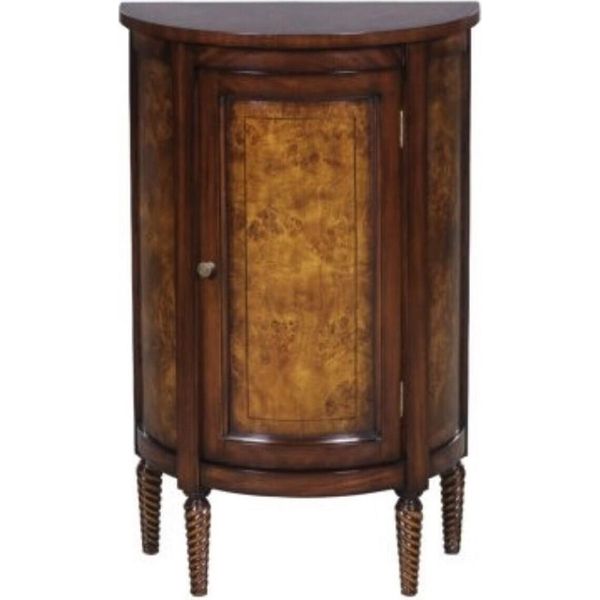 Casa Padrino Cassettiera In Stile Liberty Marrone Chiaro/Marrone 51 X 28 X H. 82 Cm - Piccolo Mobile Semicircolare Con Anta-image