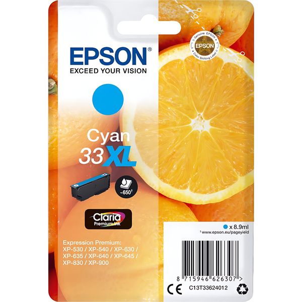 Epson 33XL - 8,9 Ml - Xl - Ciano - Originale - Confezione In Blister-image