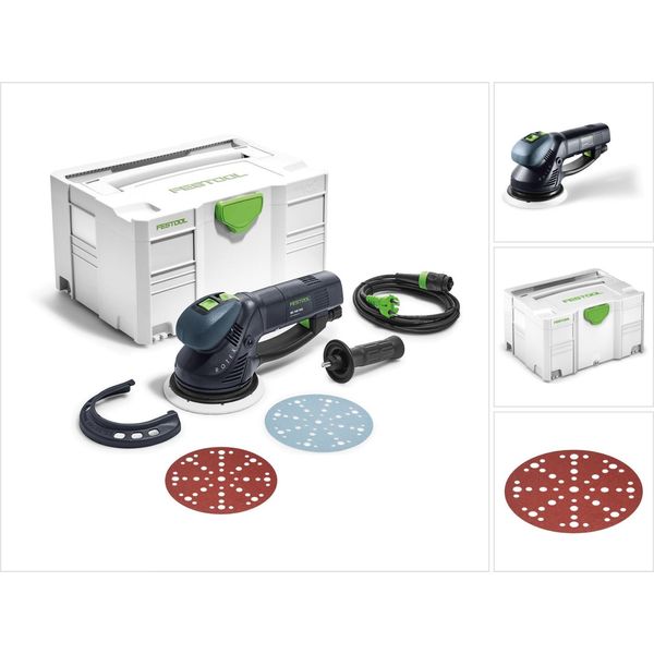 Festool Ro 150 Feq-Plus Rotex Levigatrice Orbitale Rotativa 720 W In Valigetta Systainer ( 575069 ) + 50X Dischi Abrasivi Rubin 2 Stf D150/48 P150 RU2 (575191)-image