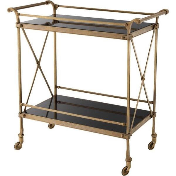 Casa Padrino Carrello Di Servizio Colori Ottone Vintage / Nero 85 X 46 X H. 88 Cm - Carrello Gastronomia Hotel Ristorante-image