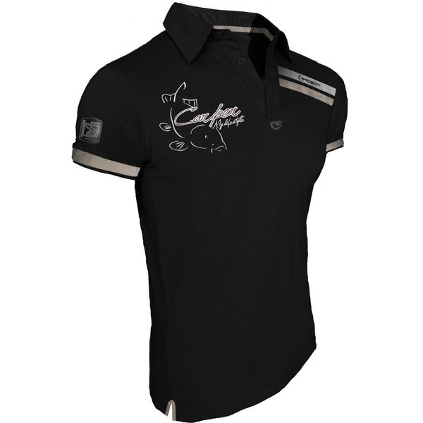 Hotspot Design Polo Carper, M, Nero-Nero, Polo, Per Pescatori Di Carpe, PL-01009S02-image