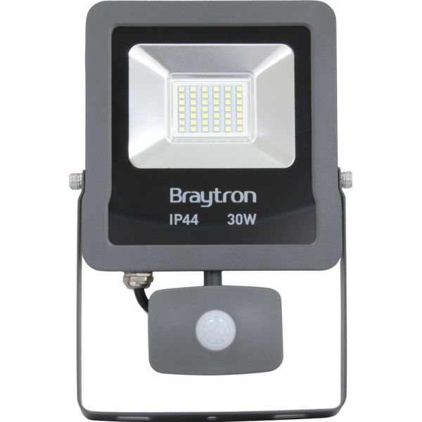 Braytron Faretto Led Proiettore Proiettore 30W 2400 Lumen Con Rilevatore Di Movimento IP44 Per Illuminazione Interna/Esterna 6500K Bianco Freddo-image