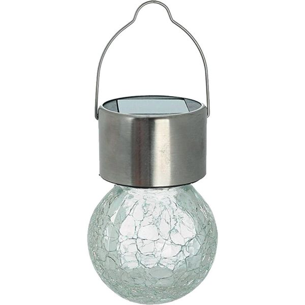 Palla Di Vetro Solare A Led In Acciaio Inox Di Kynast Garden In Look Vetro Rotto-image