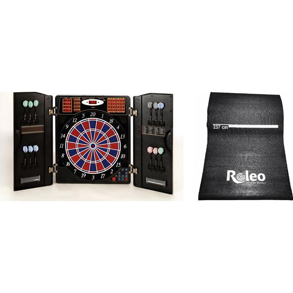 Karella Cb 90 E-Dartboard + Tappetino Per Freccette Roleo Con Linea Di Lancio-image