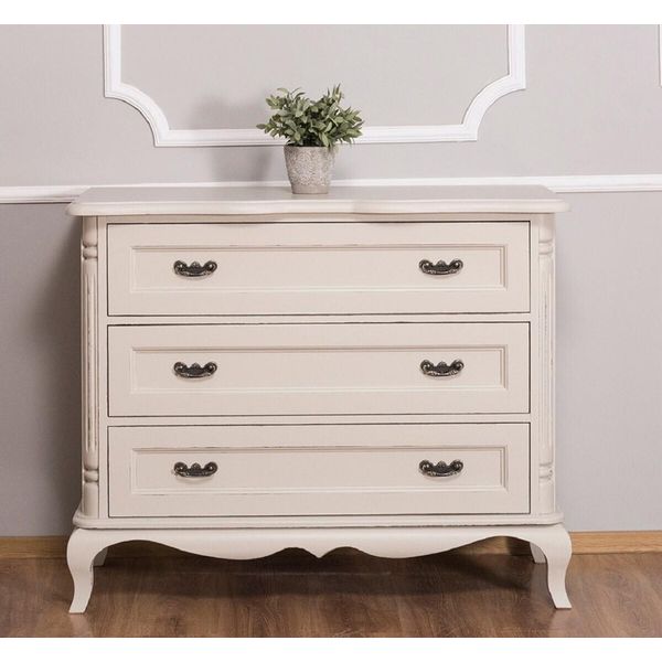 Casa Padrino Cassettiera In Stile Country Con 3 Cassetti Grigio Chiaro Antico 110 X 48 X H. 89 Cm - Mobili In Stile Country-image