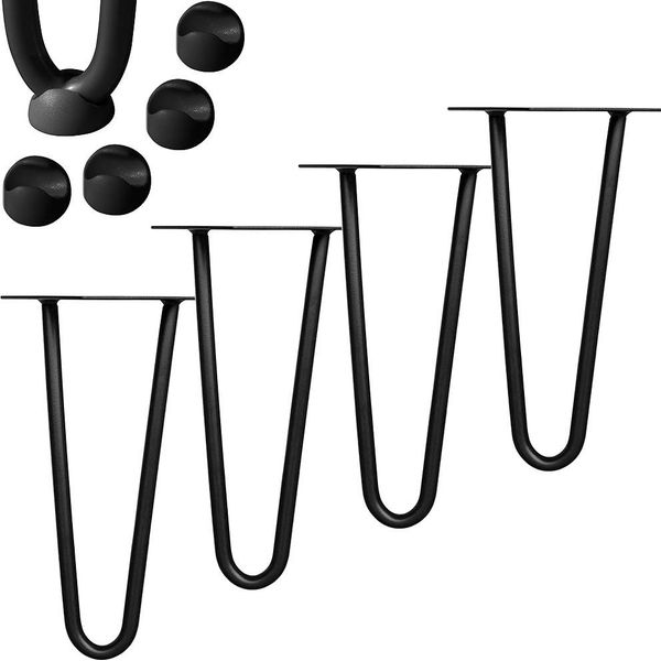 Mucola Gambe Del Tavolo Set Di 4 Gambe A Forcina Telaio Del Tavolo Pattini Del Tavolo Da Pranzo Gamba Del Tavolo - Nero 2 Puntoni 20CM-image