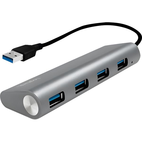 Logilink UA0307 Hub Usb 3.0 Logilink, 4 Porte, Alloggiamento In Alluminio, Grigio-image
