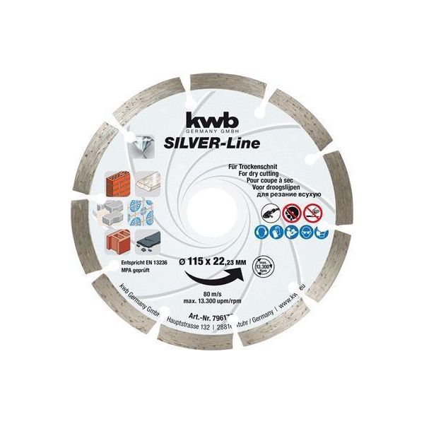 Kwb 796570 Disco Da Taglio Diamantato Diametro 125 Mm Foro Ø 22 Mm 1 Pz-image