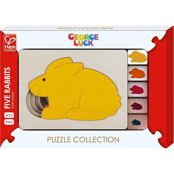 Hape Puzzle Di Legno Coniglio - Puzzle A Strati 5 Pezzi Giocattolo Sostenibile-image