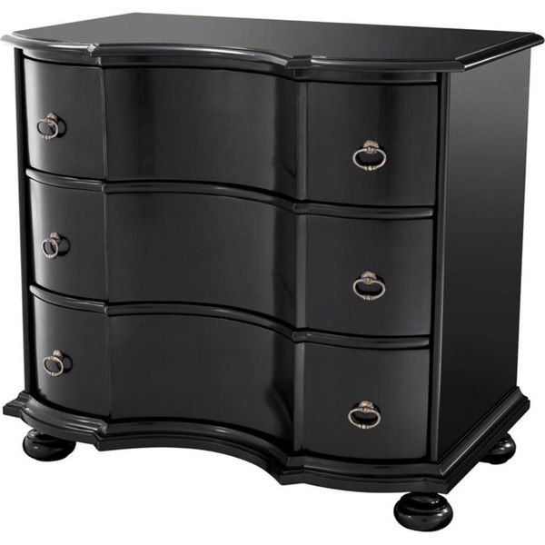 Casa Padrino Cassettiera A 3 Cassetti Nero/Ottone Antico 94 X 60 X H. 87 Cm - Qualità Lusso-image