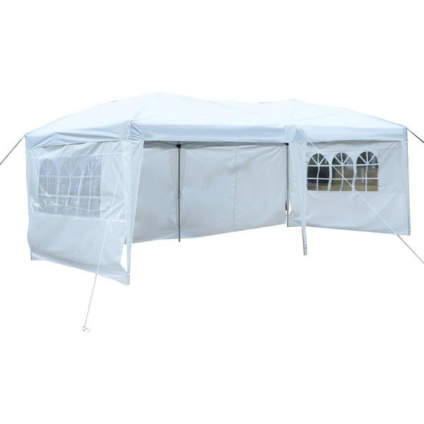 Costway Padiglione Da Giardino Tenda Per Feste Tenda Per Birra Padiglione Da Giardino Tenda Per Matrimoni 3 X 6 M Bianco-image
