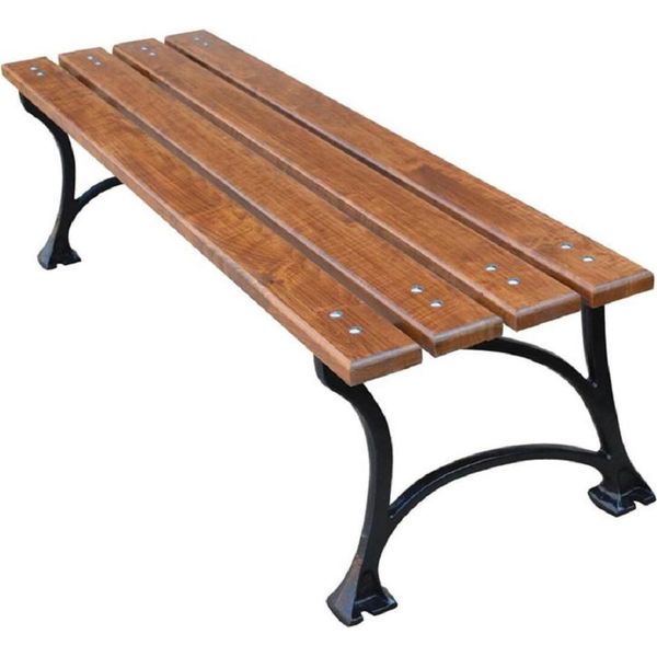 Casa Padrino Panca Da Giardino Liberty Senza Schienale Marrone/Nero 150 X 43 X H. 42 Cm - Panchina Panca Da Parco Panca In Legno - Arredo Giardino-image