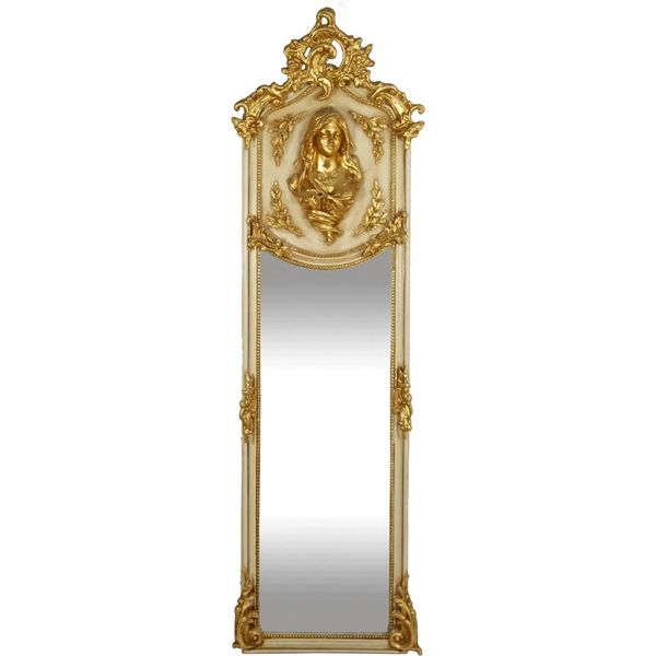 Casa Padrino Specchio Da Parete Barocco Madonna Crema / Oro 55 X H. 175 Cm - Solido E Pesante - Specchio In Stile Antico-image