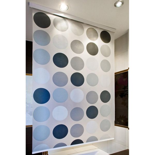 Tenda A Rullo Per Doccia A Mezza Cassetta 160X240 Cm Modello Tenda Doccia Retrò Grigio Chiaro Bianco-image