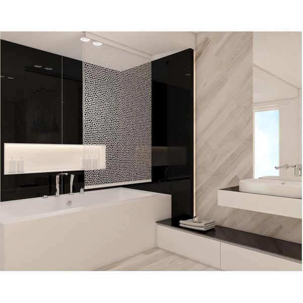 Tenda A Rullo Per Doccia A Semicassonetto 80X240 Cm Modello Milky Stone-image