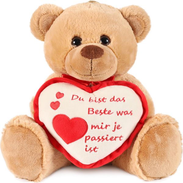 Brubaker Orsetto Di Peluche Con Cuore Rosso Beige - Sei La Cosa Migliore Che Abbia Mai ... - 35 Cm - Orsacchiotto Di Peluche Con Cuore - Marrone Chiaro-image