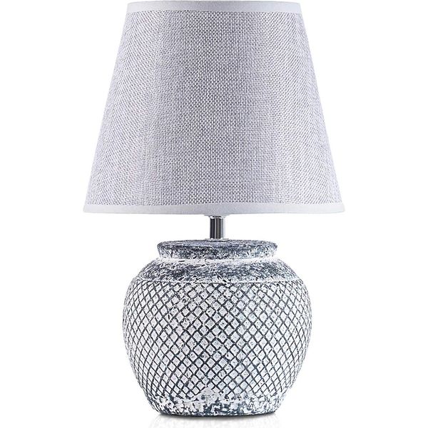 Brubaker Lampada Da Tavolo Lampada Da Comodino - 30,5 Cm - Grigio - Base In Ceramica - Paralume In Lino Grigio Chiaro-image