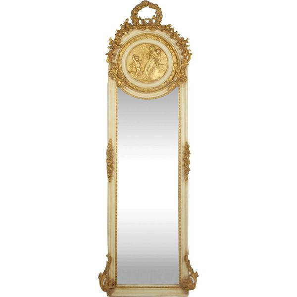 Casa Padrino Specchio Barocco Crema/Oro 55 X H. 175 Cm - Solido E Pesante - Specchio Da Parete In Stile Antico-image