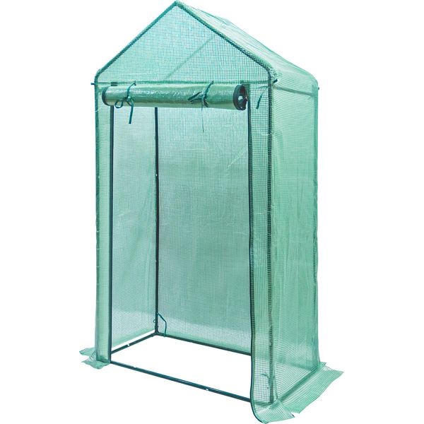 Yorbay Serra In Foglio Serra Per Pomodori 100×50×190Cm (Lxlxh), Con Foglio In Rete Per Giardino Per Coltivazione, Tetto A Punta, Verde-image