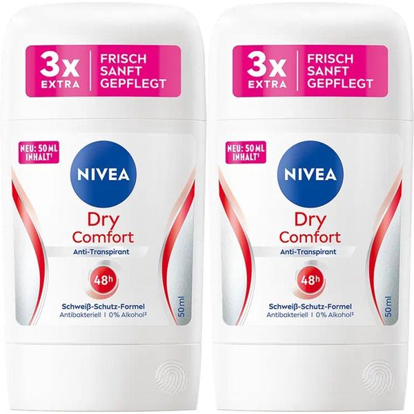 Nivea Deo Stick Dry Comfort Plus Anti-Traspirante 50Ml Confezione Da 2 Pz-image