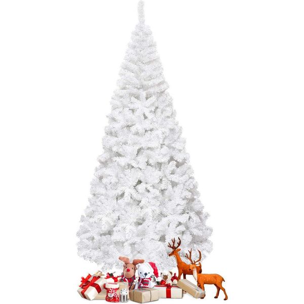 Costway Costa Albero Di Natale Artificiale Con Base In Metallo 240 Cm Bianco-image