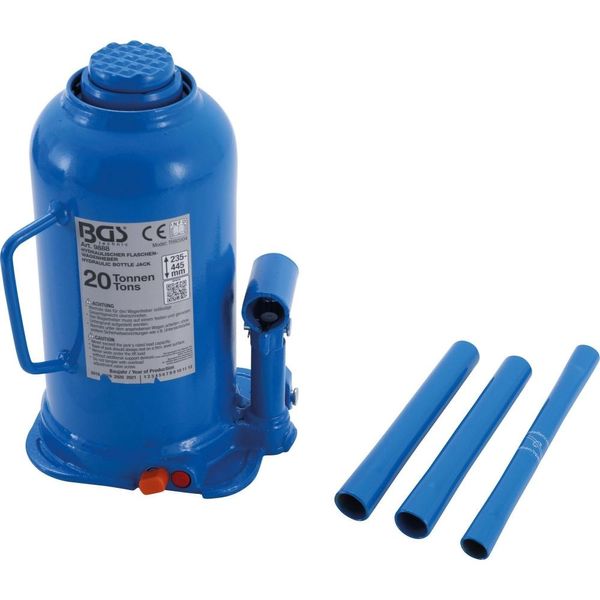 Bgs Martinetto Idraulico 20T - Martinetto Idraulico Con Stelo Telescopico A Innesto, Martinetto A Bottiglia Ideale Per Il Cambio Dei Pneumatici, 20 Tonnellate-image