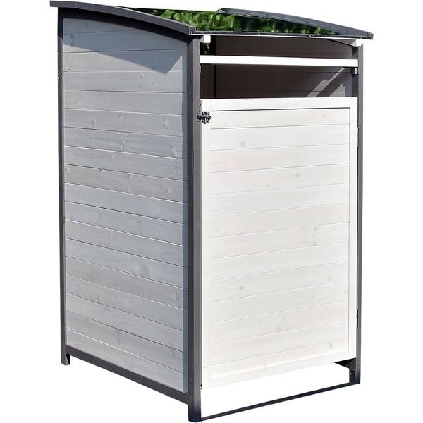 Copertura Per Bidoni Della Spazzatura Grigio Box Singolo 2X 120L O 240L Box Da Giardino Tetto In Zinco-image