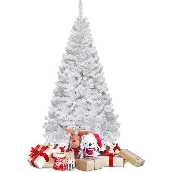 Costway Costa Albero Di Natale Artificiale Con Base In Metallo 150 Cm Bianco-image