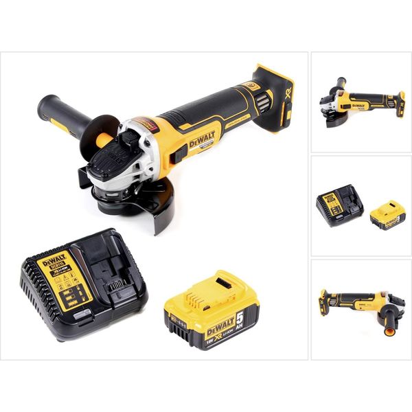 Smerigliatrice Angolare A Batteria Dewalt Dcg 405 P1 18V 125Mm Brushless + 1X Batteria Ricaricabile 5.0Ah + Caricabatterie-image