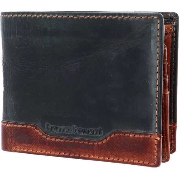 Bruno Banani Pelle Portafoglio Alicante Wallet Quer With Flap Black / Cognac Nero-image