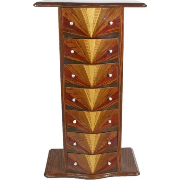 Casa Padrino Cassettiera Art Deco In Mogano Con 7 Cassetti E Ripiano Marrone 70 X 40 X H. 120 Cm - Mobili Art Deco-image