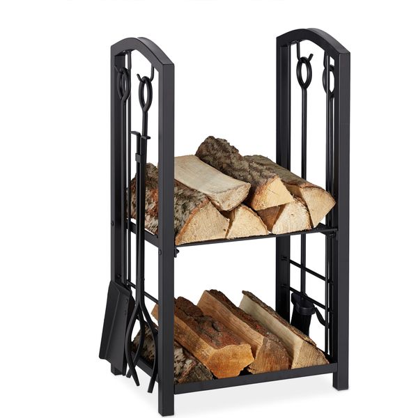 Porta Legna Con Attrezzi Per Caminetto RD8783-image
