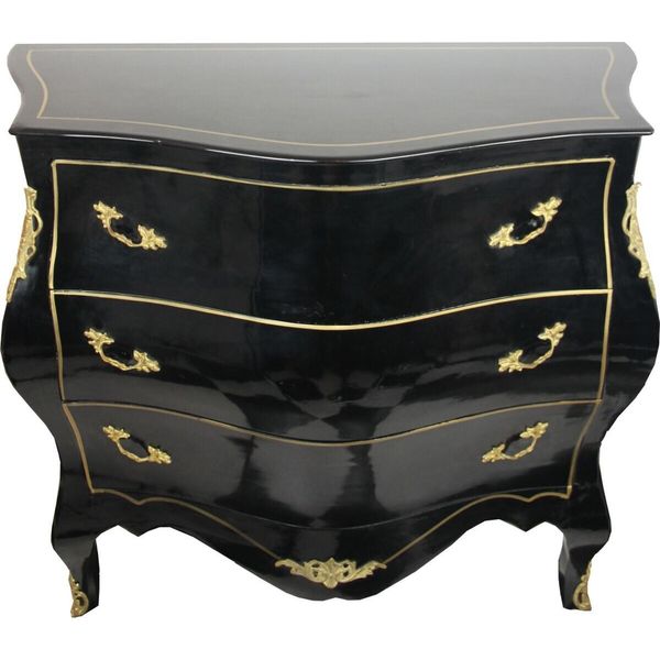 Casa Padrino Cassettone Barocco Nero/Oro Larghezza 120 Cm - Mobili In Stile Antico-image