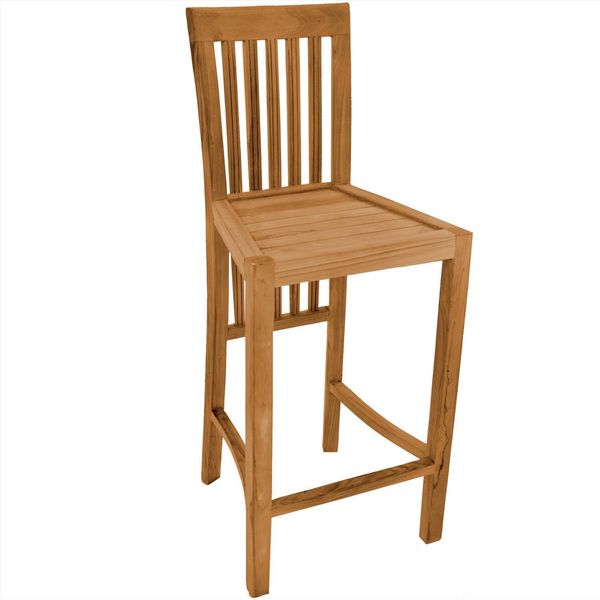 Sgabello Da Bar Di Design Teako In Teak - Solido, Resistente Alle Intemperie Ed Elegante Per Uso Esterno | 78X55X113 Cm-image