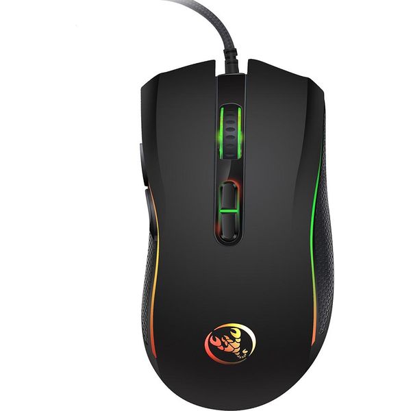 Hxsj A869 Mouse Da Gioco Cablato 3200 Dpi 7 Pulsanti 7 Colori Led Mouse Ottico Per Computer Mouse Da Gioco Per Giocatori Professionisti【Nero】-image