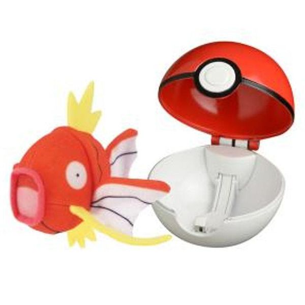 Pokemon Pokeball Action Set Con Peluche Pikachu Bisasam Pummeluff Enton Karpador-image