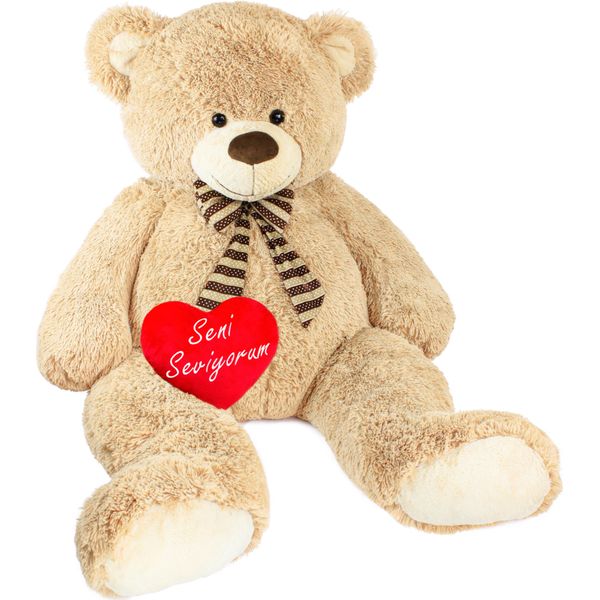 Brubaker Orsacchiotto Gigante Xxl Alto 150 Cm Beige Con Cuore In Peluche Seni Seviyorum-image