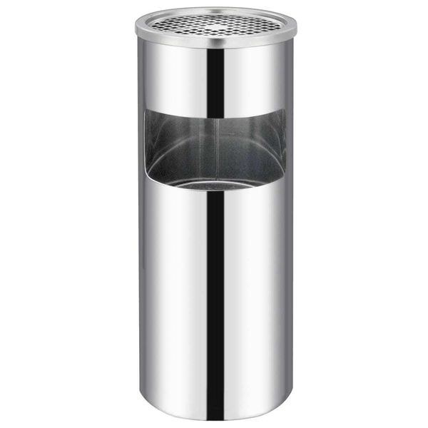 Vidaxl Cestino Per Rifiuti Con Posacenere Hotel 30 L In Acciaio Inox-image