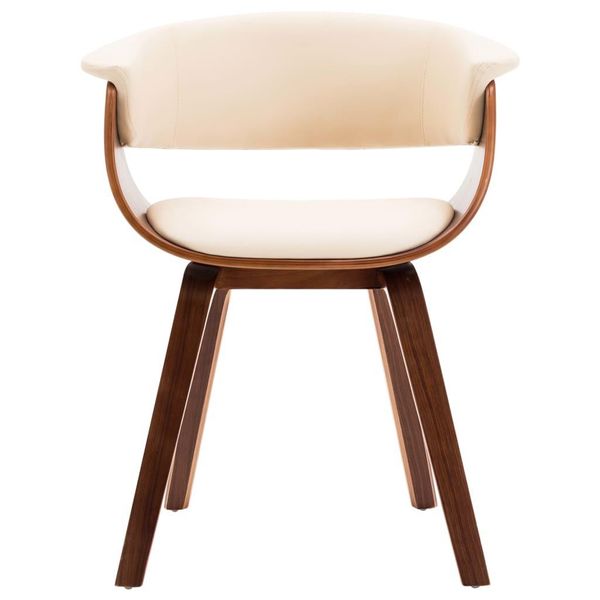 Vidaxl Sedia Da Pranzo In Legno Curvato Color Crema E Pelle Finta-image