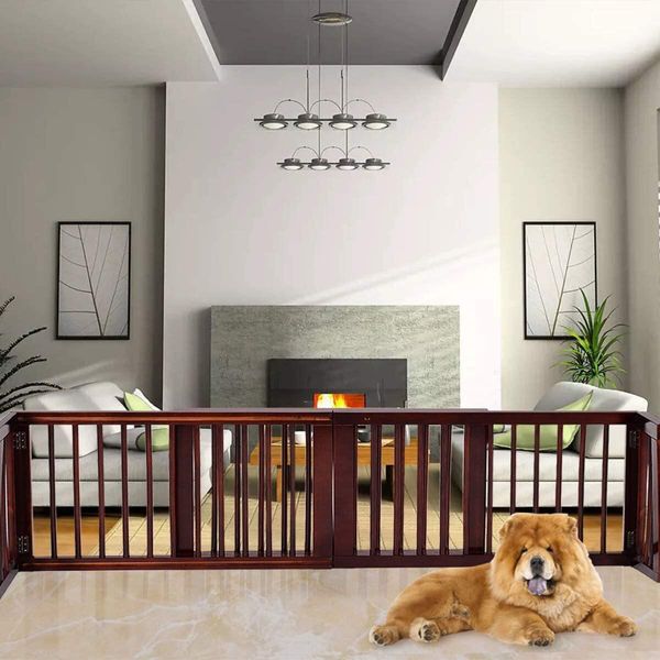 Costway Recinto Di Barriera Recinto Di Sicurezza Per Cani Recinto Di Sicurezza Per Porte In Legno Recinto Di Sicurezza Per Cani 104-203 Cm Regolabile-image