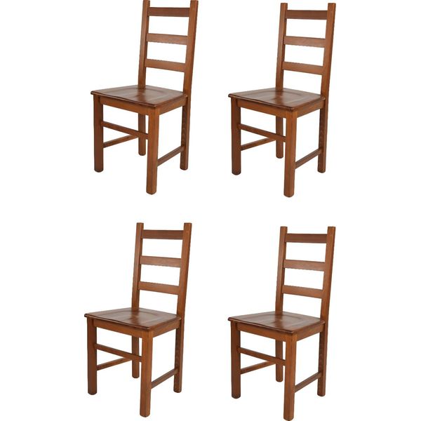 T M C S Tommychairs - Set Di 4 Sedie Rustica Per Cucina E Sala Da Pranzo, Struttura Robusta In Legno Di Faggio, Laccata Nel Colore Noce Chiaro E Seduta In Legno-image