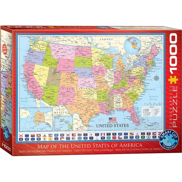 Eurographics Puzzle Karte Der Vereinigten Staaten Von Amerika, 1000 Teile, 68 X 48 Cm, 6000-0788-image