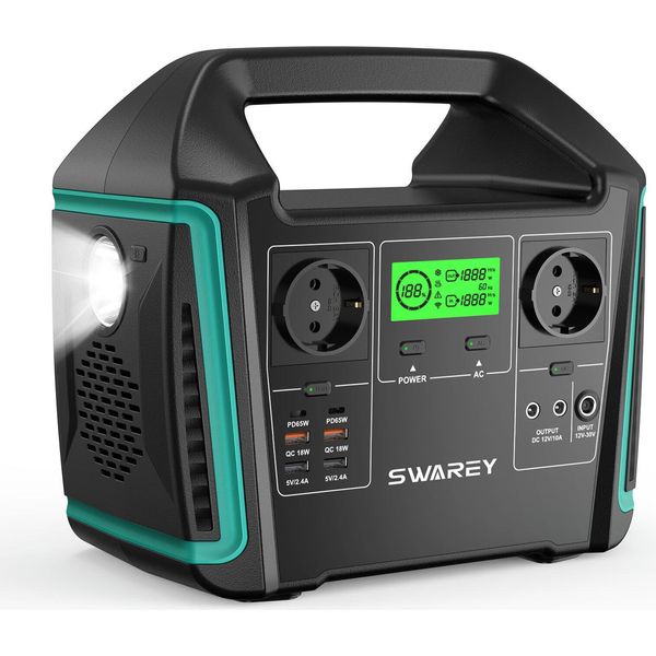 Swarey Generatore Di Energia S1000 Generatore Solare, 725,76Wh 1000W (Picco 1500W) Stazione Di Energia Solare Portatile Stazione Di Energia Solare Caricabatterie Di Stoccaggio Solare, Generatori Di Energia Banca Di Energia Generatore Di Energia-image