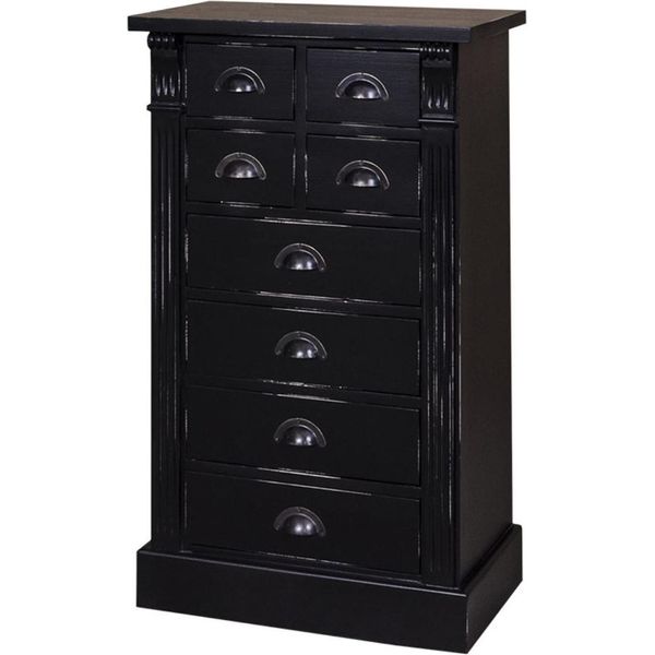 Casa Padrino Cassettiera In Legno Massiccio Con 8 Cassetti Nero Antico 60 X 36 X H. 100 Cm - Mobili In Stile Country-image