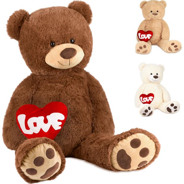 Brubaker Orsetto Xxl 100 Cm Con Cuore "Love"" - Morbido Peluche, Marrone"-image