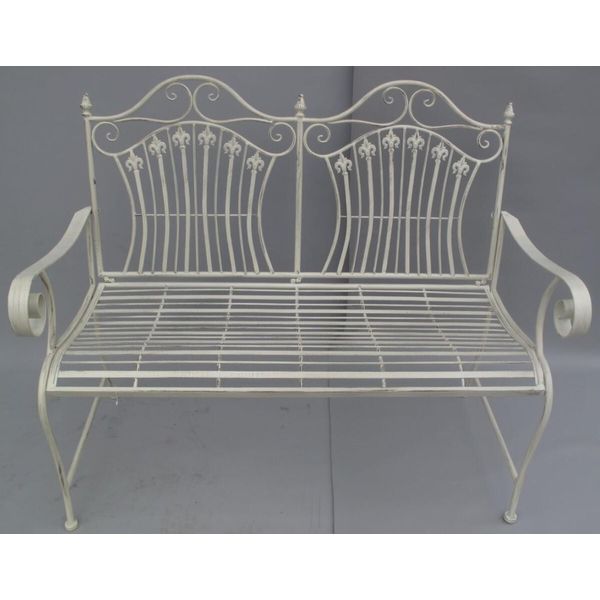 Casa Padrino Panca Da Giardino In Stile Liberty Rustico Bianco 120 X 58 X H. 97 Cm - Panca Nostalgica - Arredo Giardino E Patio-image