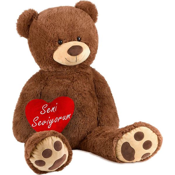 Brubaker Xxl Orsacchiotto 100 Cm Marrone Con Cuore Seni Seviyorum Peluche Giocattolo Morbido-image